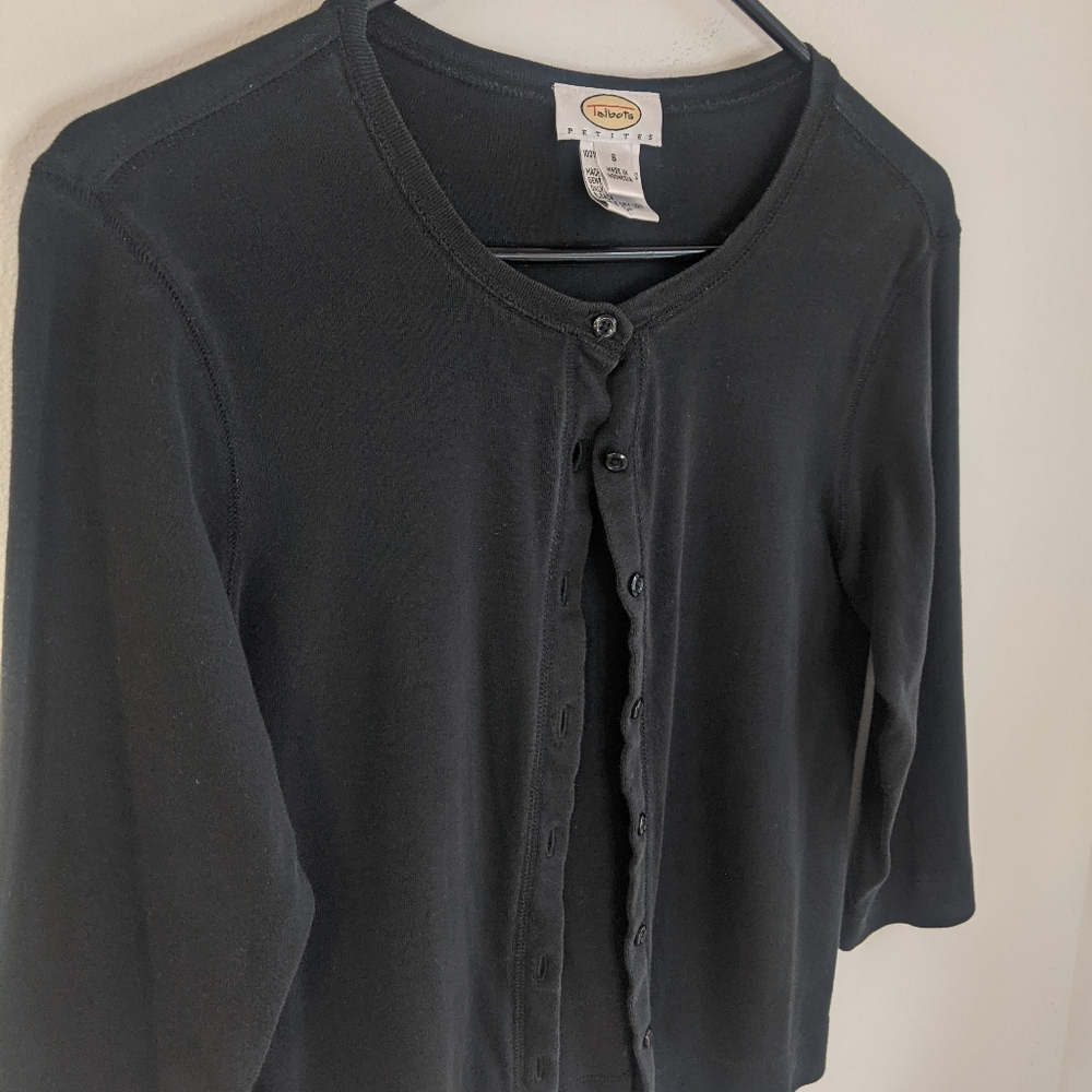 Vtg 90s Parisian Chic Basic Black Button Down 3 Q… - image 7